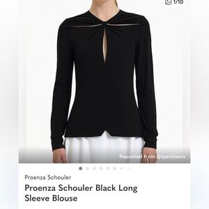 Proenza Schouler Black Long-Sleeve V-Notch Blouse